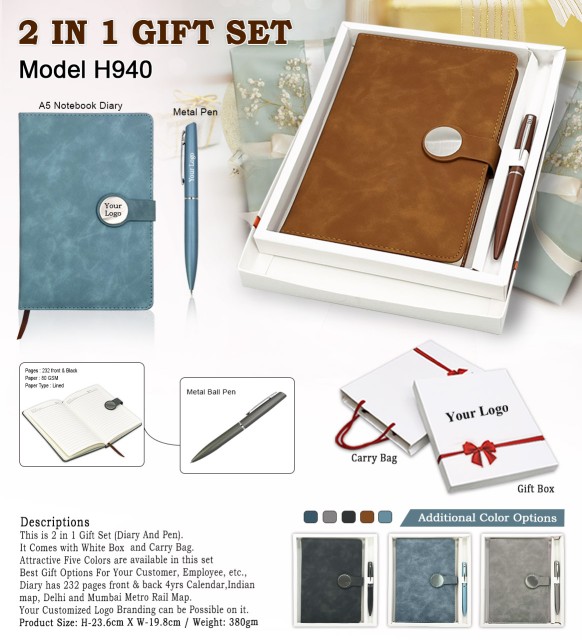 2 in 1 gift set model h940 diary and pen